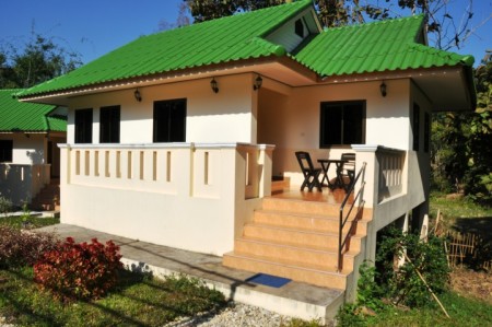 Resort bungalows outside town