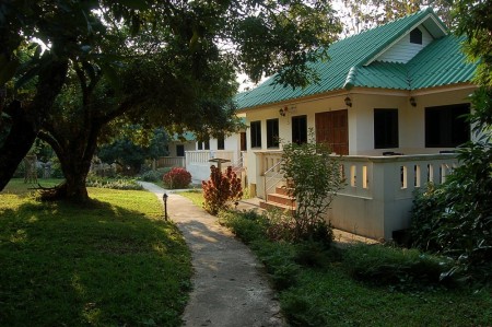Resort bungalows outside town